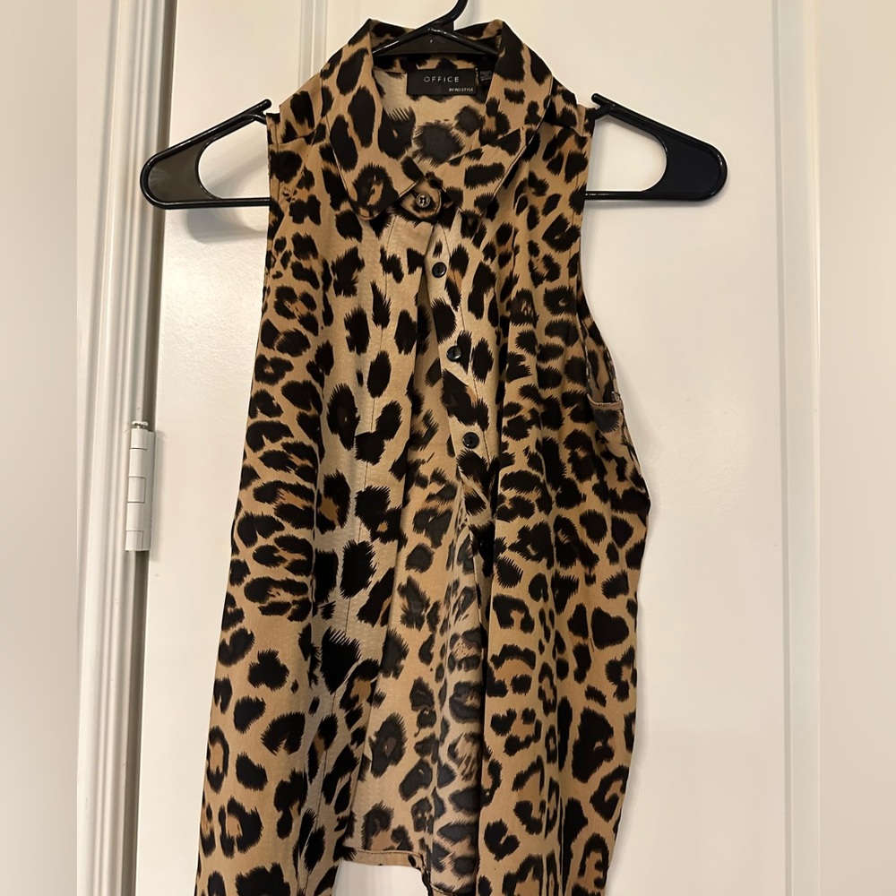Leopard button down blouse